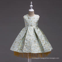 girl sleeveless embroidered gilt brocade dress princess flower child dress pompadour children's birthday dress